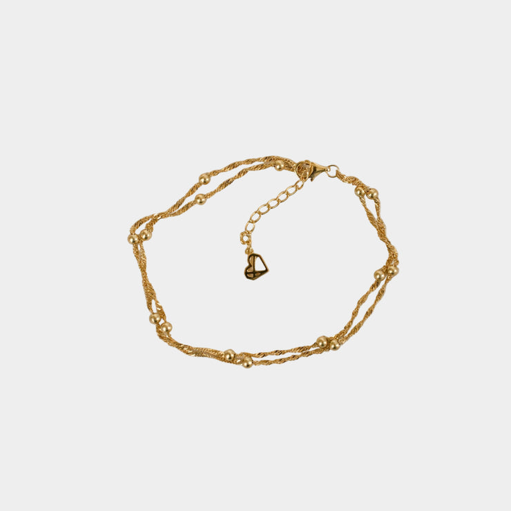 Ripple Bead Double Chain - Layered Bracelet