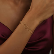 Ripple Bead Double Chain - Layered Bracelet