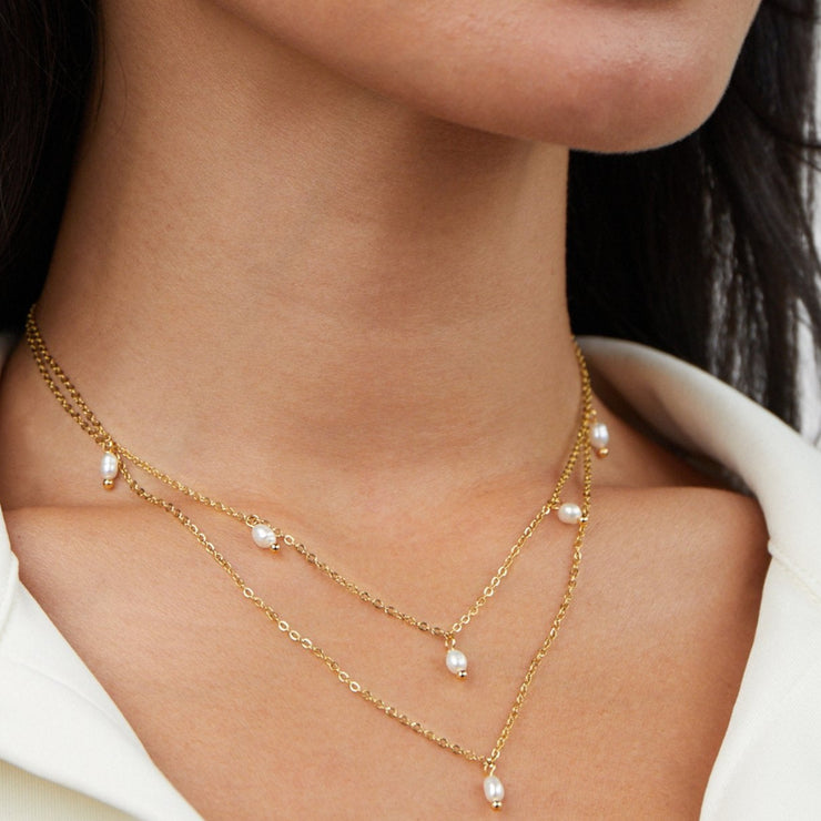 Kayla - Pearl Drop Layered Necklace