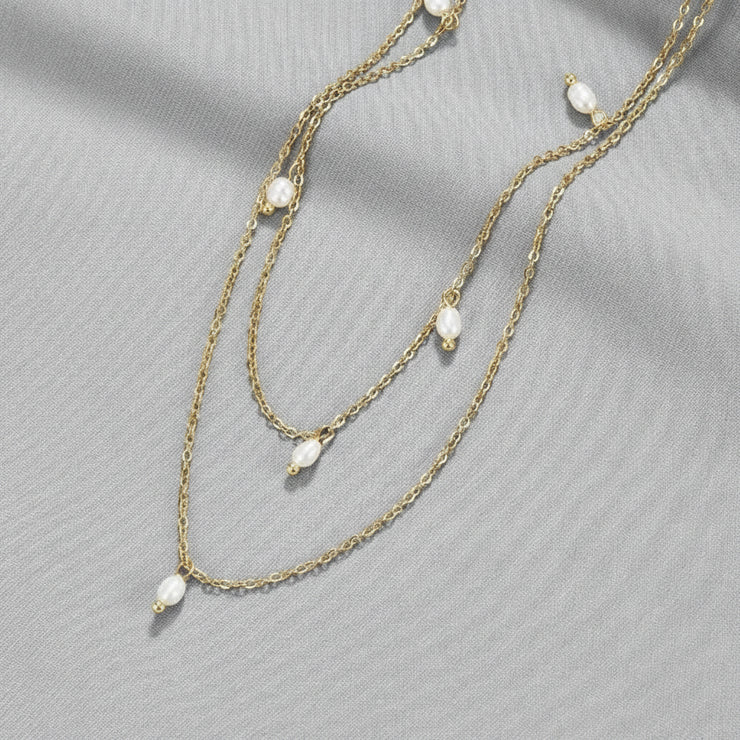Kayla - Pearl Drop Layered Necklace
