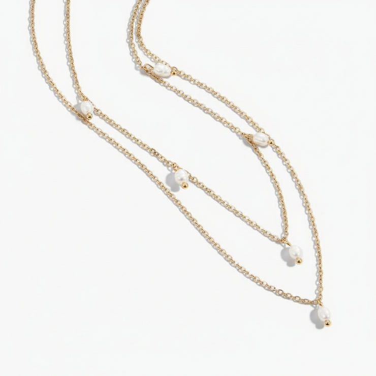 Kayla - Pearl Drop Layered Necklace