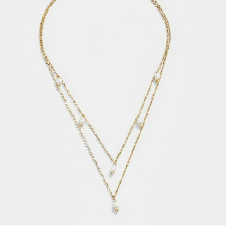 Kayla - Pearl Drop Layered Necklace