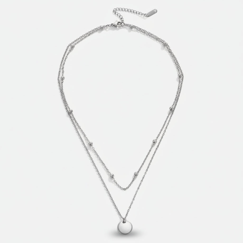 Lily - Layered Disc Necklace Silver