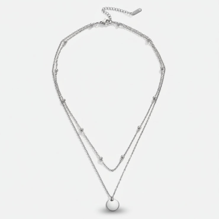 Lily - Layered Disc Necklace Silver