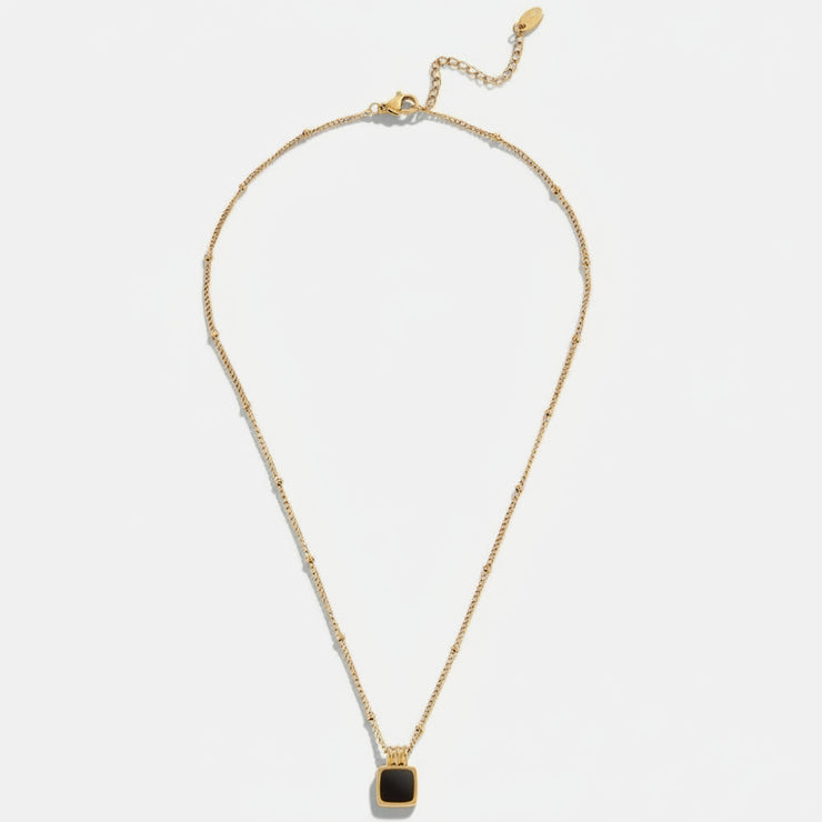 Lucia - Black Pendant Charm Necklace