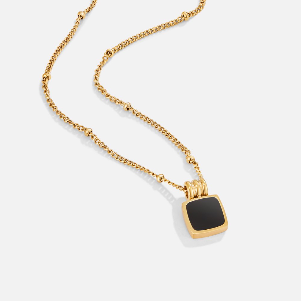 Lucia - Black Pendant Charm Necklace