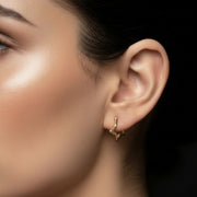 Moon Huggie Earrings - Star Hoops